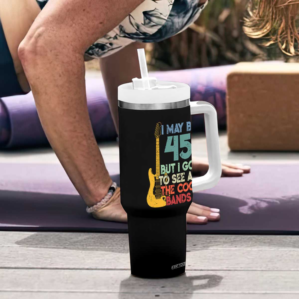 Funny 45th Birthday 80s Rock Lover Tumbler With Handle I May Be 45 But I Got To See All The Cool Bands