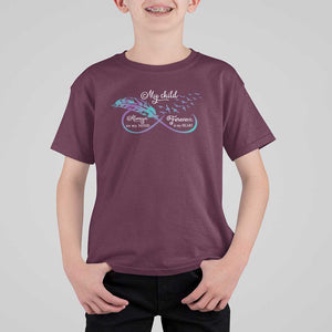 Suicide Prevention Awareness T Shirt For Kid My Child Always On My Mind Forever In My Heart Feathers Infinity TS11 Maroon Print Your Wear