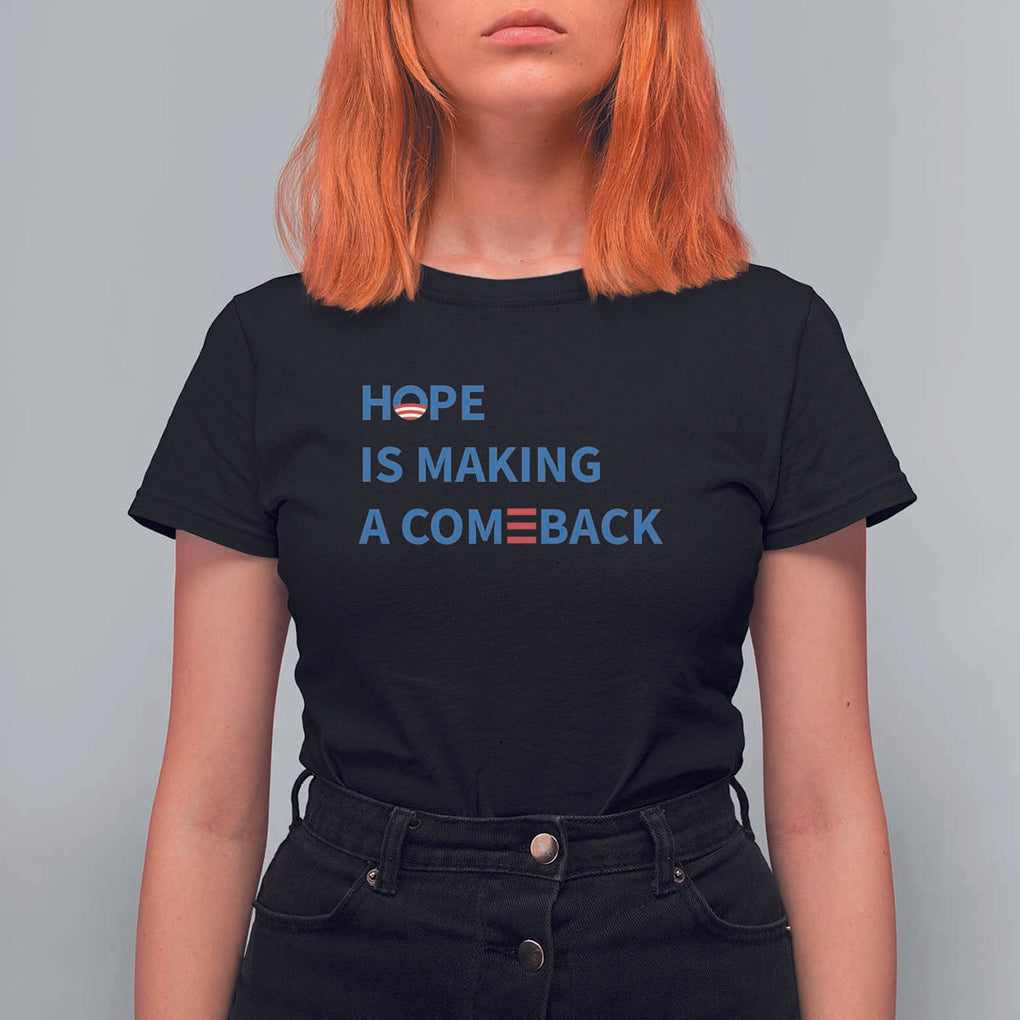 Harris Walz Supporter T Shirt For Women Hope Is Making A Comeback American Flag TS11 Black Print Your Wear