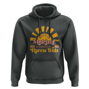 Harris Walz 2024 Hoodie Hope Is Making A Comeback Retro Sunshine TS11 Dark Heather Print Your Wear