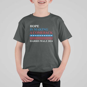 Harris Walz 2024 T Shirt For Kid Hope Is Making A Comeback American Flag TS11 Dark Heather Print Your Wear