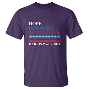 Harris Walz 2024 T Shirt Hope Is Making A Comeback American Flag TS11 Purple Print Your Wear