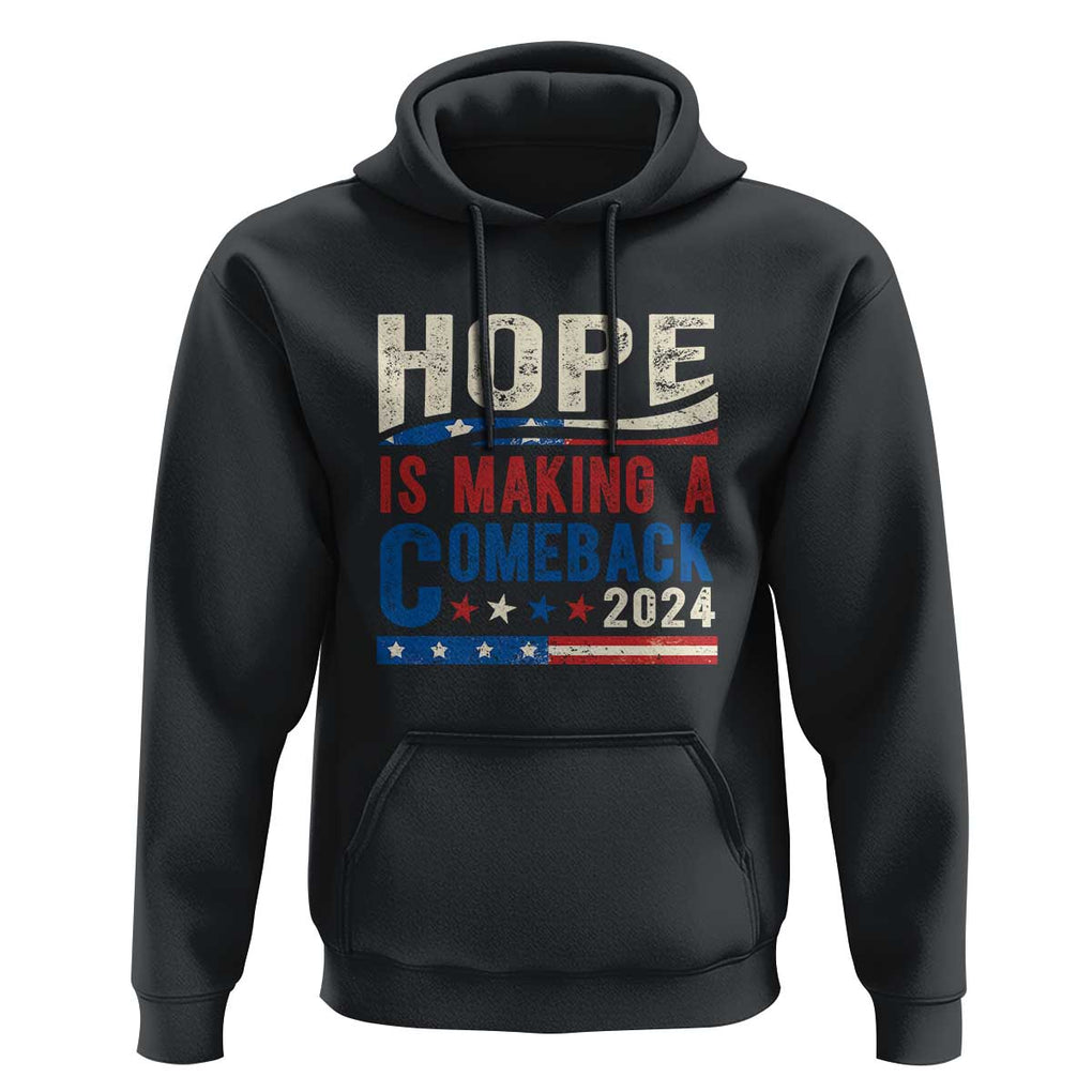 Harris Walz Supporter Hoodie Hope Is Making A Comeback 2024 American Flag Star TS11 Black Print Your Wear