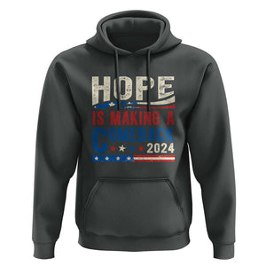 Harris Walz Supporter Hoodie Hope Is Making A Comeback 2024 American Flag Star TS11 Dark Heather Print Your Wear
