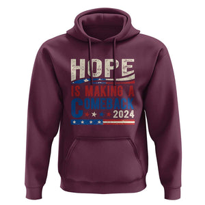 Harris Walz Supporter Hoodie Hope Is Making A Comeback 2024 American Flag Star TS11 Maroon Print Your Wear