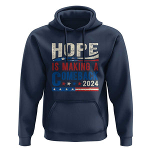 Harris Walz Supporter Hoodie Hope Is Making A Comeback 2024 American Flag Star TS11 Navy Print Your Wear