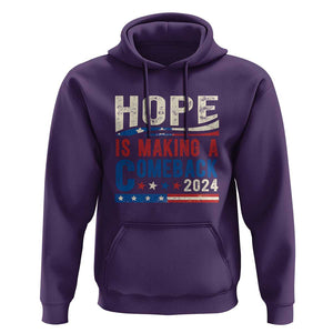 Harris Walz Supporter Hoodie Hope Is Making A Comeback 2024 American Flag Star TS11 Purple Print Your Wear