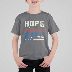 Harris Walz Supporter T Shirt For Kid Hope Is Making A Comeback 2024 American Flag Star TS11 Charcoal Print Your Wear