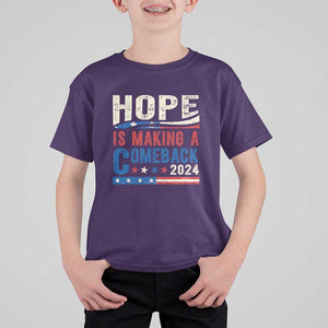 Harris Walz Supporter T Shirt For Kid Hope Is Making A Comeback 2024 American Flag Star TS11 Purple Print Your Wear
