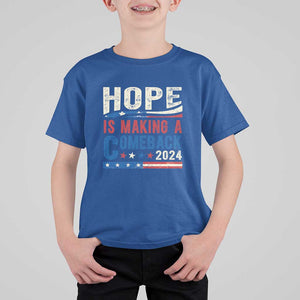 Harris Walz Supporter T Shirt For Kid Hope Is Making A Comeback 2024 American Flag Star TS11 Royal Blue Print Your Wear