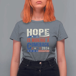 Harris Walz Supporter T Shirt For Women Hope Is Making A Comeback 2024 American Flag Star TS11 Charcoal Print Your Wear