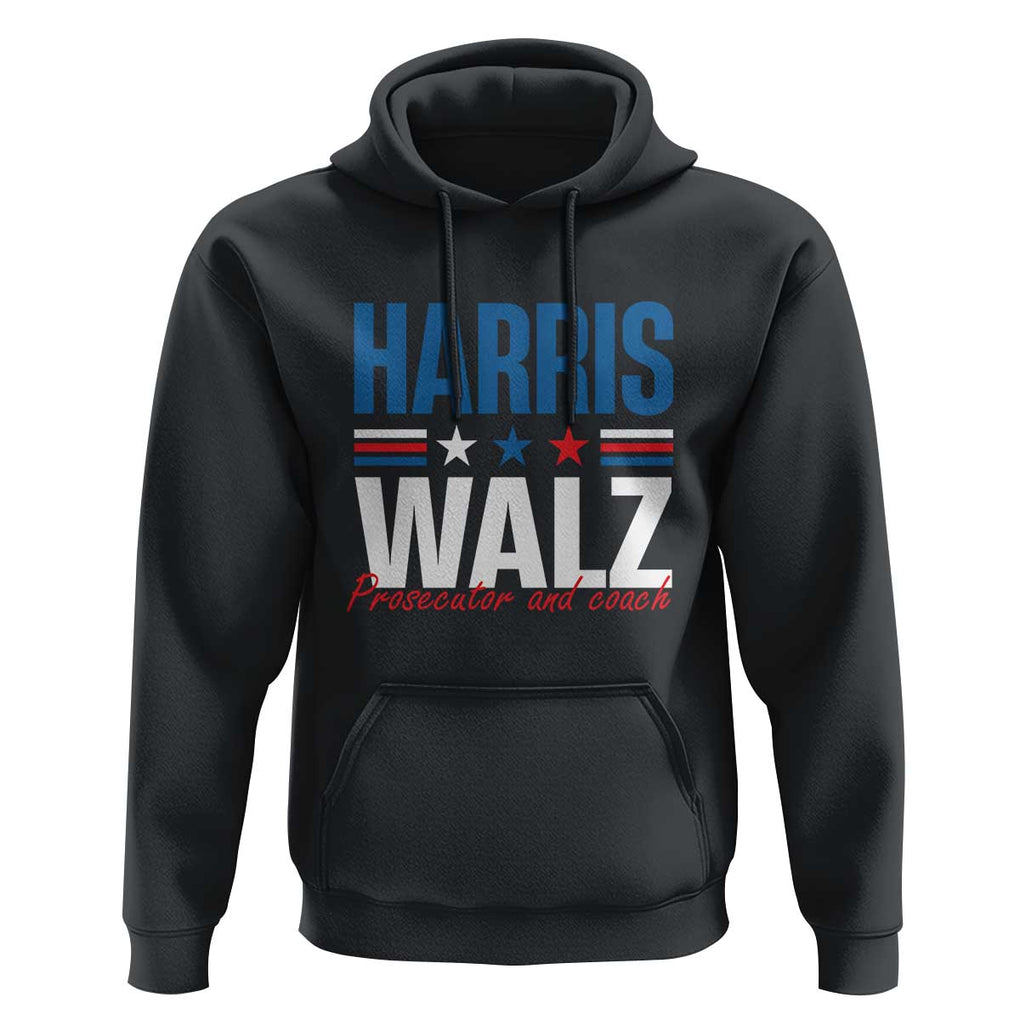 Harris Walz Supporter Hoodie Prosecutor And Coach Star US Elections 2024 TS11 Black Print Your Wear