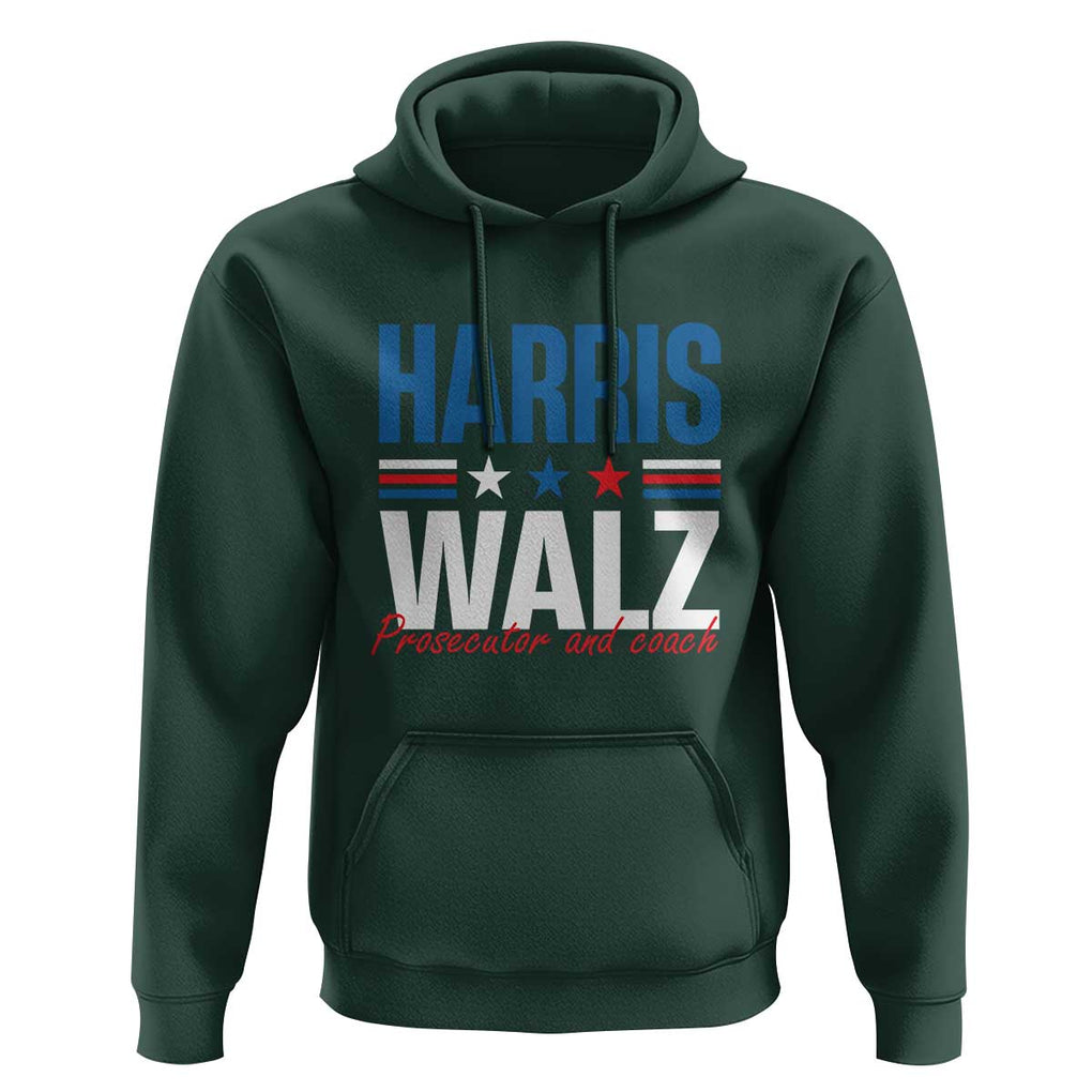 Harris Walz Supporter Hoodie Prosecutor And Coach Star US Elections 2024 TS11 Dark Forest Green Print Your Wear