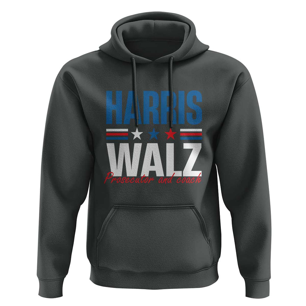 Harris Walz Supporter Hoodie Prosecutor And Coach Star US Elections 2024 TS11 Dark Heather Print Your Wear