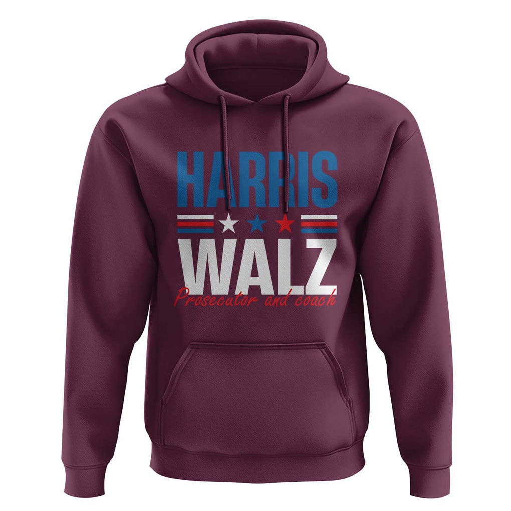 Harris Walz Supporter Hoodie Prosecutor And Coach Star US Elections 2024 TS11 Maroon Print Your Wear