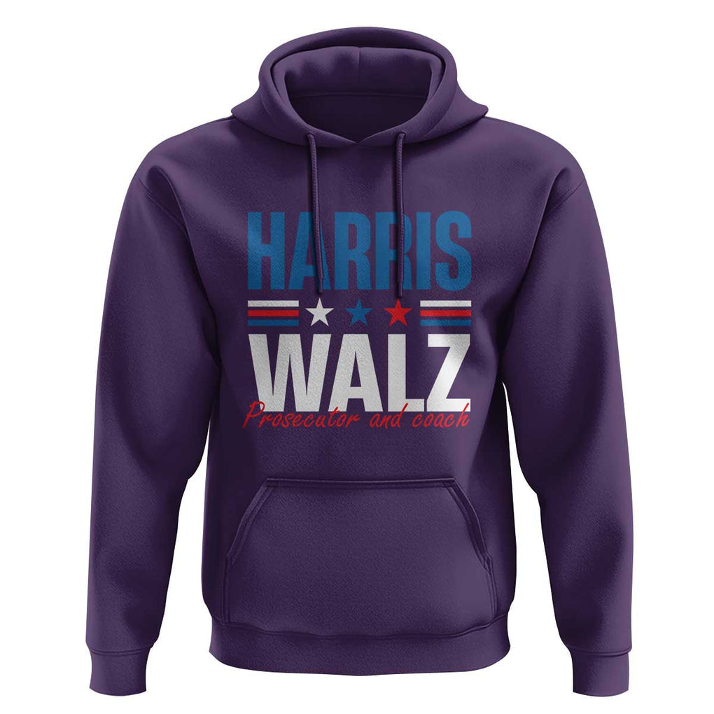 Harris Walz Supporter Hoodie Prosecutor And Coach Star US Elections 2024 TS11 Purple Print Your Wear