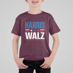 Harris Walz Supporter T Shirt For Kid Prosecutor And Coach Star US Elections 2024 TS11 Maroon Print Your Wear