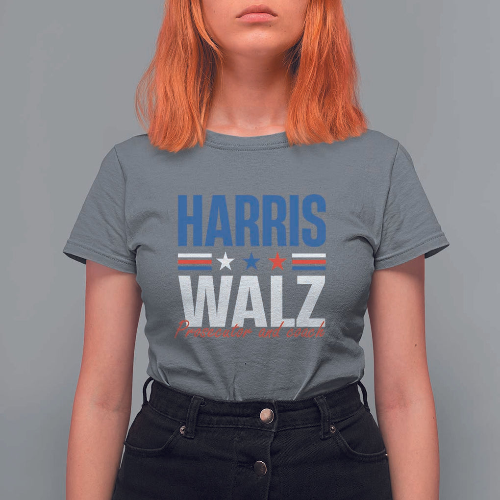 Harris Walz Supporter T Shirt For Women Prosecutor And Coach Star US Elections 2024 TS11 Charcoal Print Your Wear
