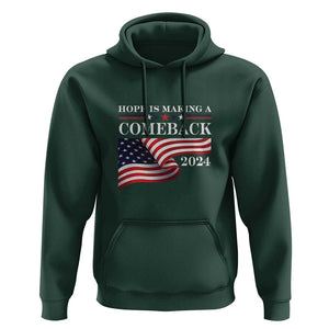 Harris Walz Supporter Hoodie Hope Is Making A Comeback 2024 American Flag Star TS11 Dark Forest Green Print Your Wear