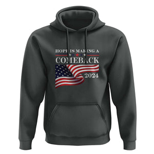 Harris Walz Supporter Hoodie Hope Is Making A Comeback 2024 American Flag Star TS11 Dark Heather Print Your Wear