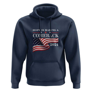 Harris Walz Supporter Hoodie Hope Is Making A Comeback 2024 American Flag Star TS11 Navy Print Your Wear