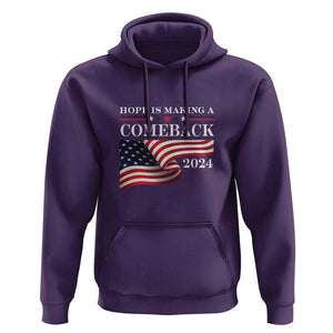 Harris Walz Supporter Hoodie Hope Is Making A Comeback 2024 American Flag Star TS11 Purple Print Your Wear