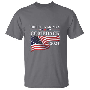 Harris Walz Supporter T Shirt Hope Is Making A Comeback 2024 American Flag Star TS11 Charcoal Print Your Wear