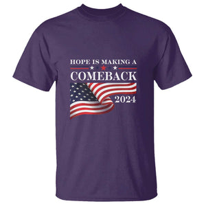 Harris Walz Supporter T Shirt Hope Is Making A Comeback 2024 American Flag Star TS11 Purple Print Your Wear
