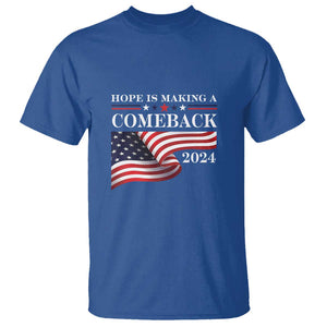 Harris Walz Supporter T Shirt Hope Is Making A Comeback 2024 American Flag Star TS11 Royal Blue Print Your Wear