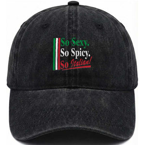 Funny Italian Pride Washed Cotton Baseball Cap So Sexy So Spicy So Italian Chef Humor TS11 Print Your Wear