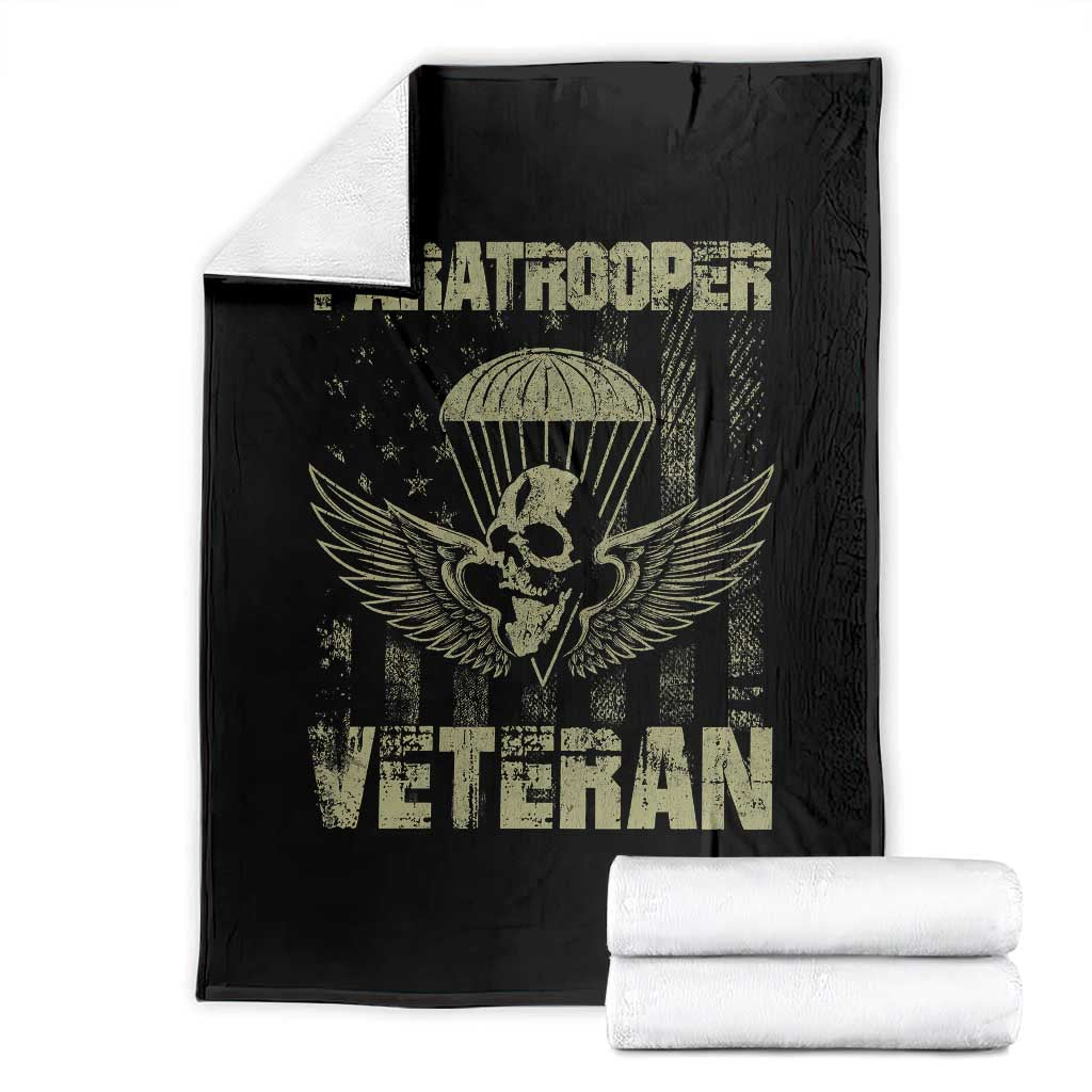 Paratrooper Veteran Throw Blanket Airborne Military Vintage American Flag TS11 Black Print Your Wear