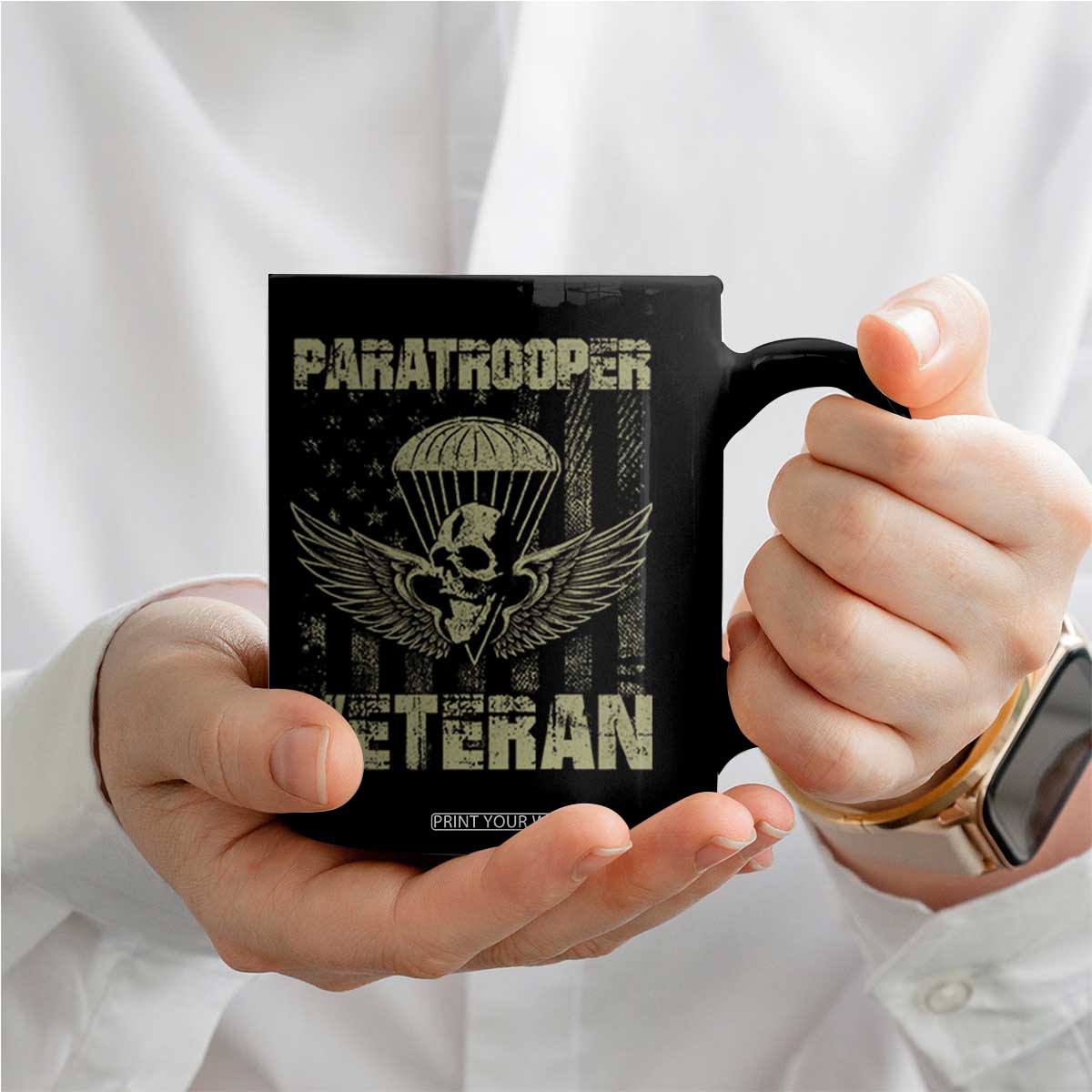 Paratrooper Veteran Coffee Mug Airborne Military Vintage American Flag TS11 Print Your Wear
