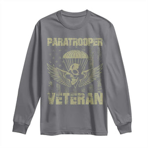 Paratrooper Veteran Long Sleeve Shirt Airborne Military Vintage American Flag TS11 Charcoal Print Your Wear