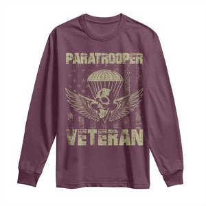 Paratrooper Veteran Long Sleeve Shirt Airborne Military Vintage American Flag TS11 Maroon Print Your Wear