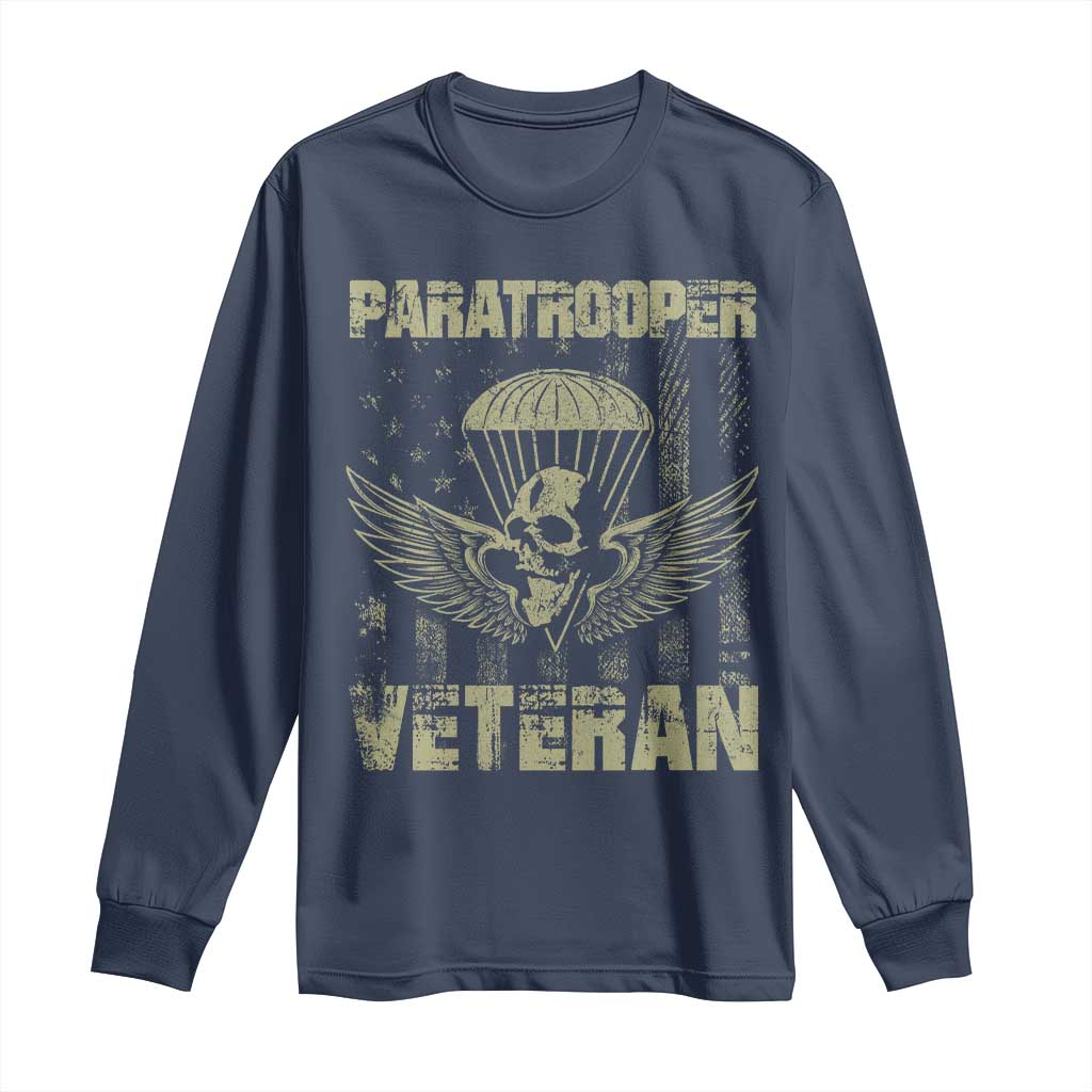 Paratrooper Veteran Long Sleeve Shirt Airborne Military Vintage American Flag TS11 Navy Print Your Wear