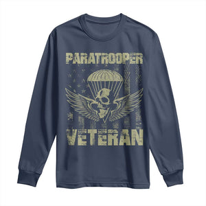 Paratrooper Veteran Long Sleeve Shirt Airborne Military Vintage American Flag TS11 Navy Print Your Wear