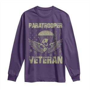 Paratrooper Veteran Long Sleeve Shirt Airborne Military Vintage American Flag TS11 Purple Print Your Wear