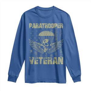 Paratrooper Veteran Long Sleeve Shirt Airborne Military Vintage American Flag TS11 Royal Blue Print Your Wear