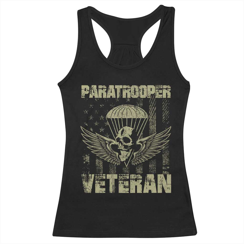 Paratrooper Veteran Racerback Tank Top Airborne Military Vintage American Flag TS11 Black Print Your Wear