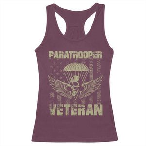 Paratrooper Veteran Racerback Tank Top Airborne Military Vintage American Flag TS11 Maroon Print Your Wear