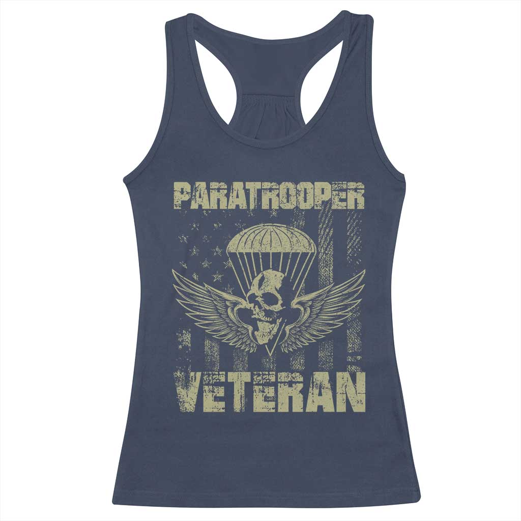 Paratrooper Veteran Racerback Tank Top Airborne Military Vintage American Flag TS11 Navy Print Your Wear