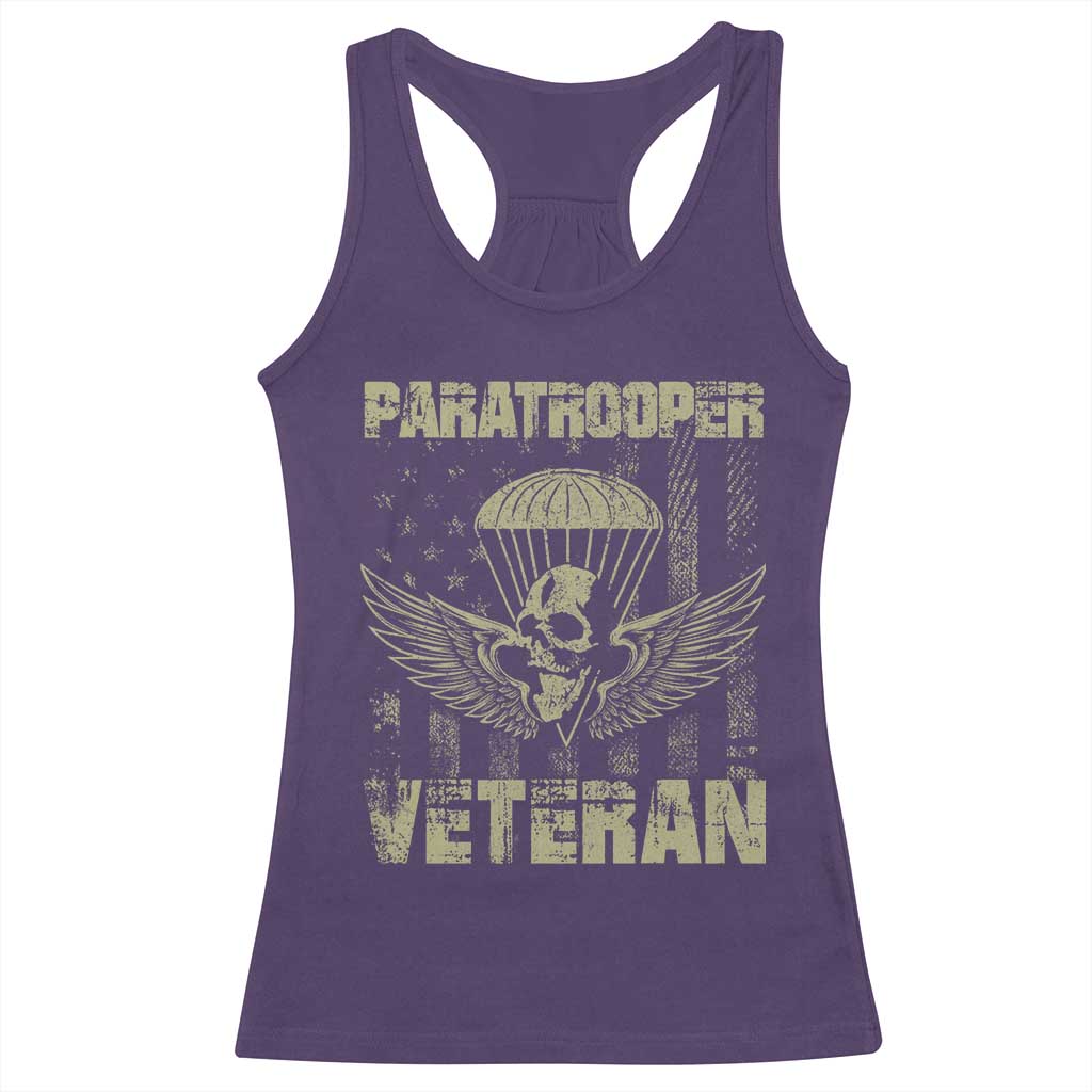 Paratrooper Veteran Racerback Tank Top Airborne Military Vintage American Flag TS11 Purple Print Your Wear