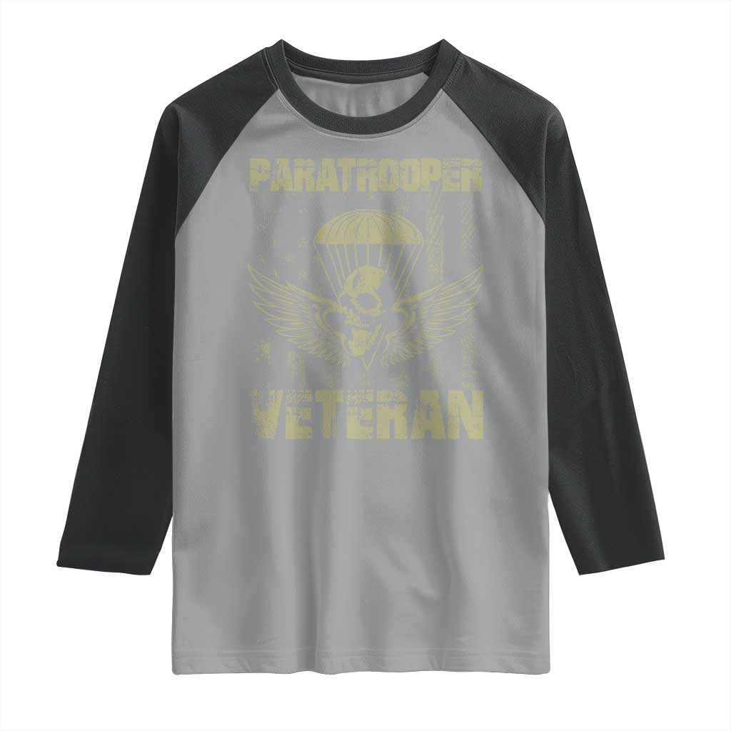 Paratrooper Veteran Raglan Shirt Airborne Military Vintage American Flag TS11 Sport Gray Black Print Your Wear
