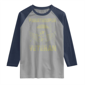 Paratrooper Veteran Raglan Shirt Airborne Military Vintage American Flag TS11 Sport Gray Navy Print Your Wear