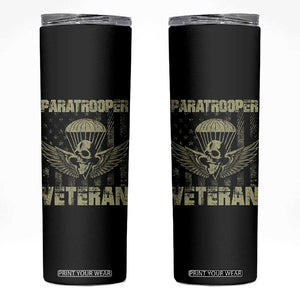 Paratrooper Veteran Skinny Tumbler Airborne Military Vintage American Flag TS11 Black Print Your Wear