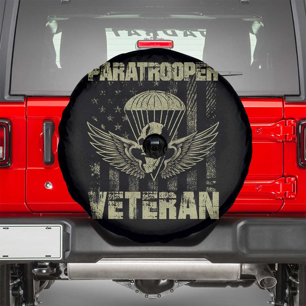 Paratrooper Veteran Spare Tire Cover Airborne Military Vintage American Flag TS11 Black Print Your Wear