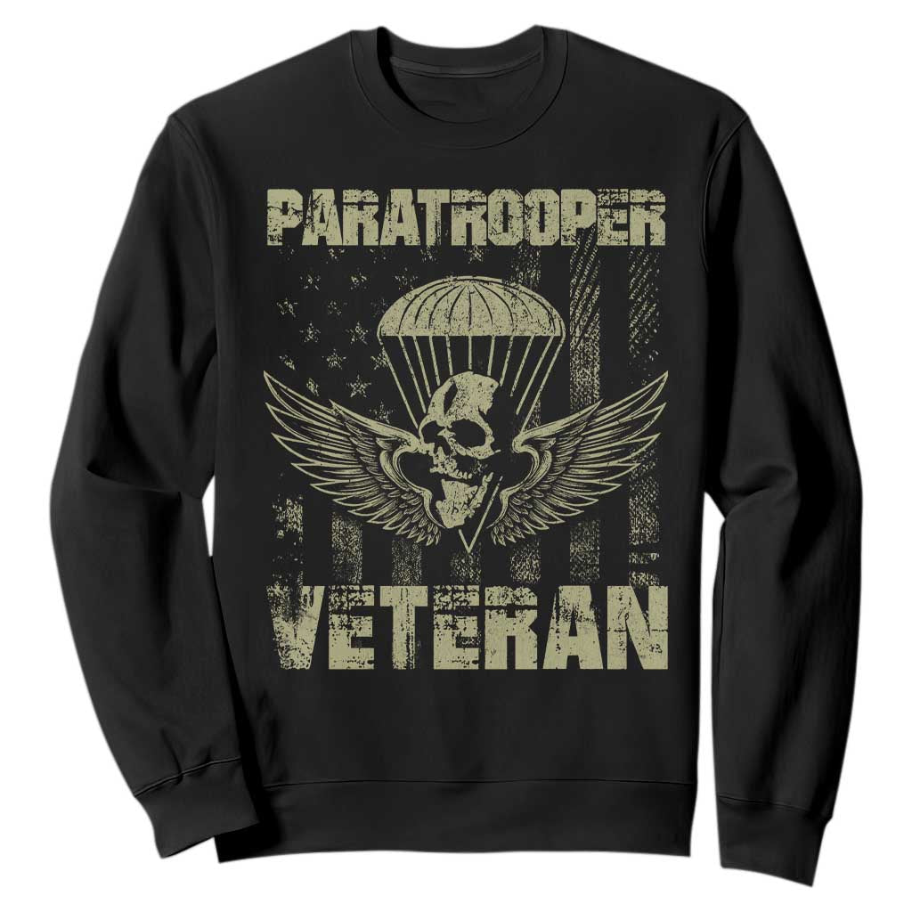 Paratrooper Veteran Sweatshirt Airborne Military Vintage American Flag TS11 Black Print Your Wear