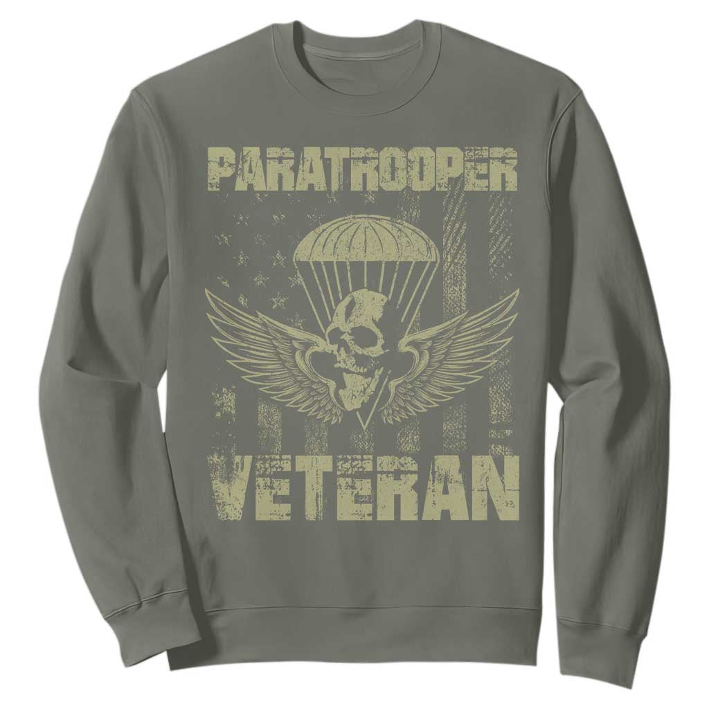 Paratrooper Veteran Sweatshirt Airborne Military Vintage American Flag TS11 Military Green Print Your Wear