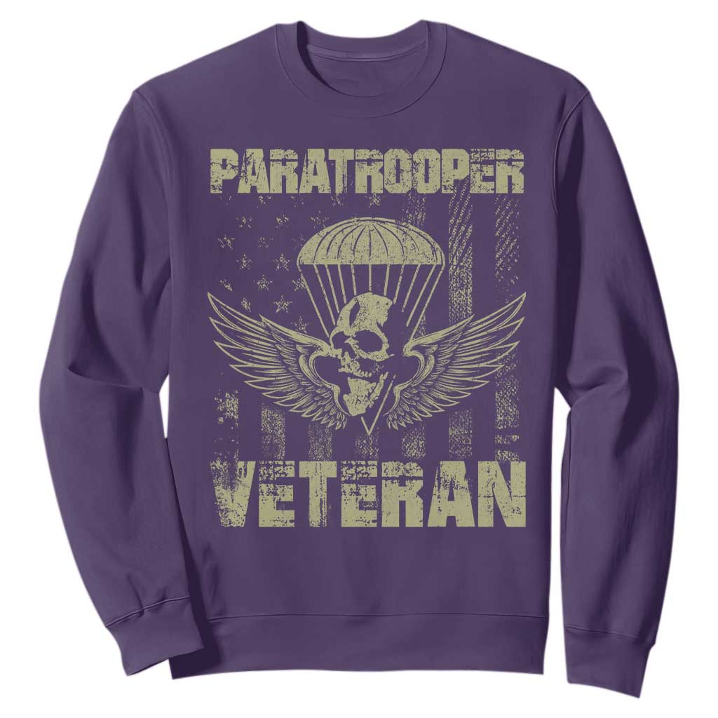 Paratrooper Veteran Sweatshirt Airborne Military Vintage American Flag TS11 Purple Print Your Wear