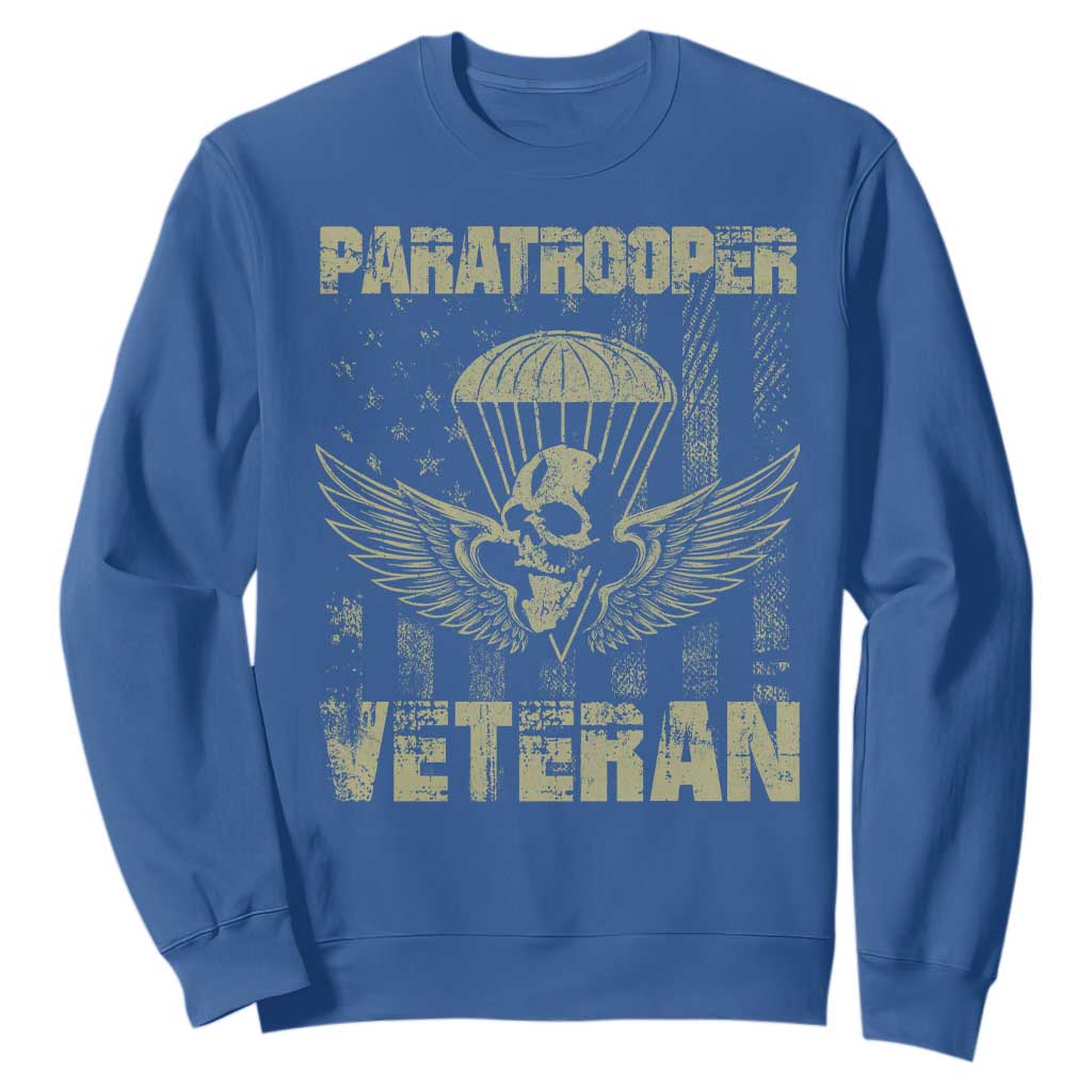Paratrooper Veteran Sweatshirt Airborne Military Vintage American Flag TS11 Royal Blue Print Your Wear